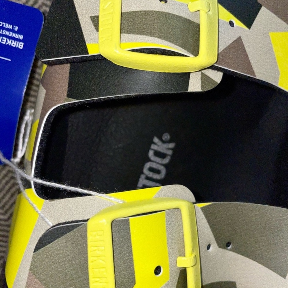Men’s Birkenstock Yellow Multi Grapgic RARE Sandals Size 13 - Picture 11 of 16